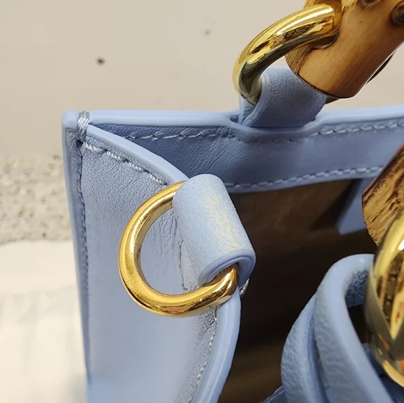 Veronica Beard Bamboo-Handle Shopper Bag in Light Blue - Picture 5 of 12